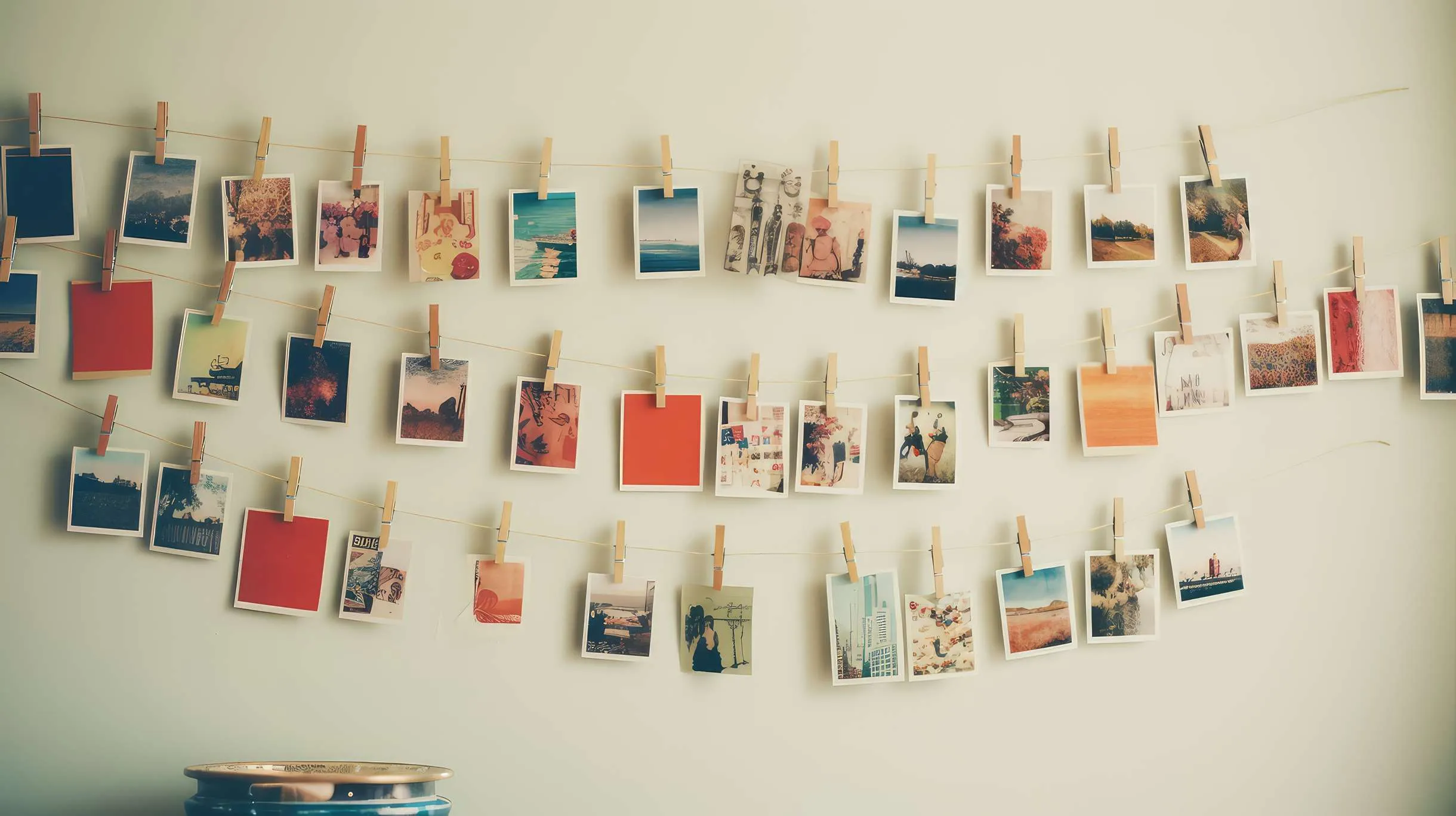 Fotowand mit Wäscheklammern